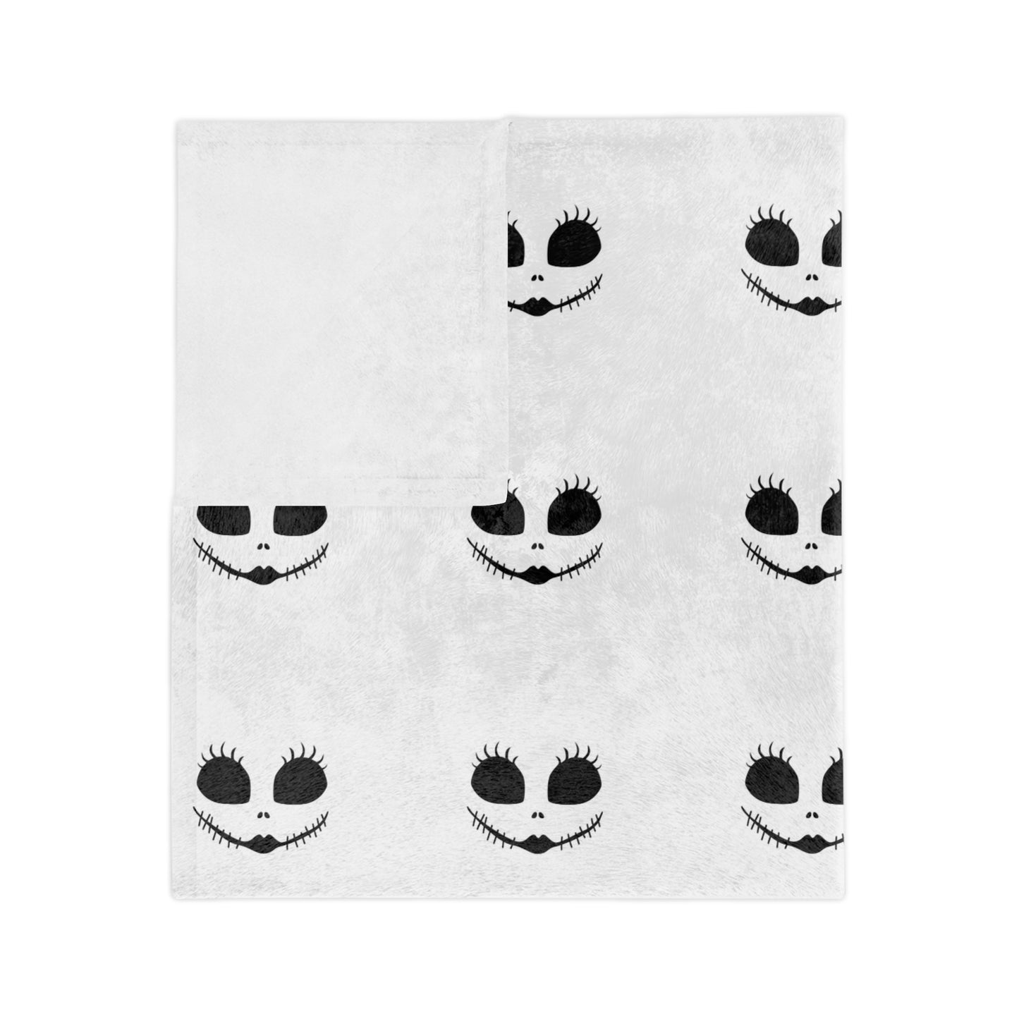 Spooky Chic Cozy Blanket- featuring a cute Jack -O- Lantern Inspired Face with Long Lashes and Stitched Smile