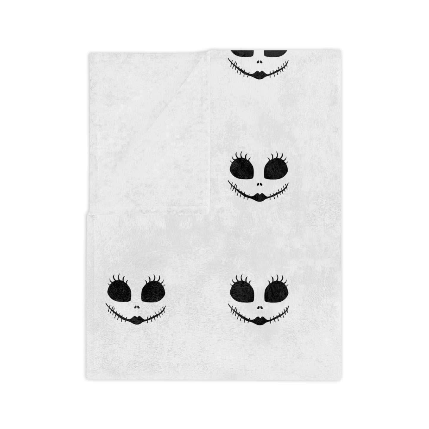 Spooky Chic Cozy Blanket- featuring a cute Jack -O- Lantern Inspired Face with Long Lashes and Stitched Smile
