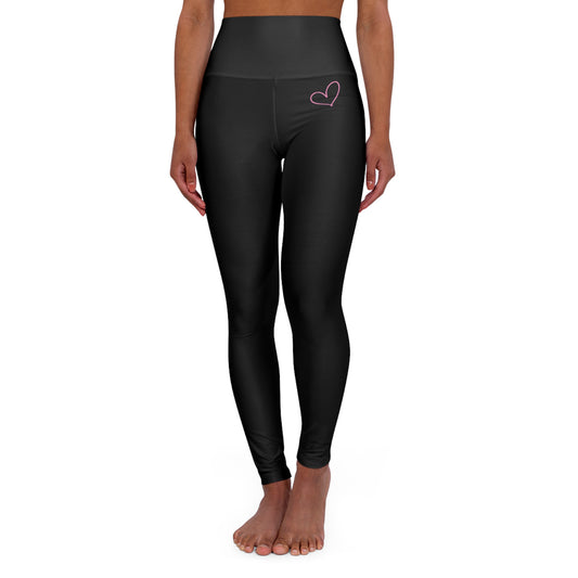 High Waisted Yoga Leggings with Heart Design | Comfortable Athletic Wear, Fitness Apparel, Workout Leggings
